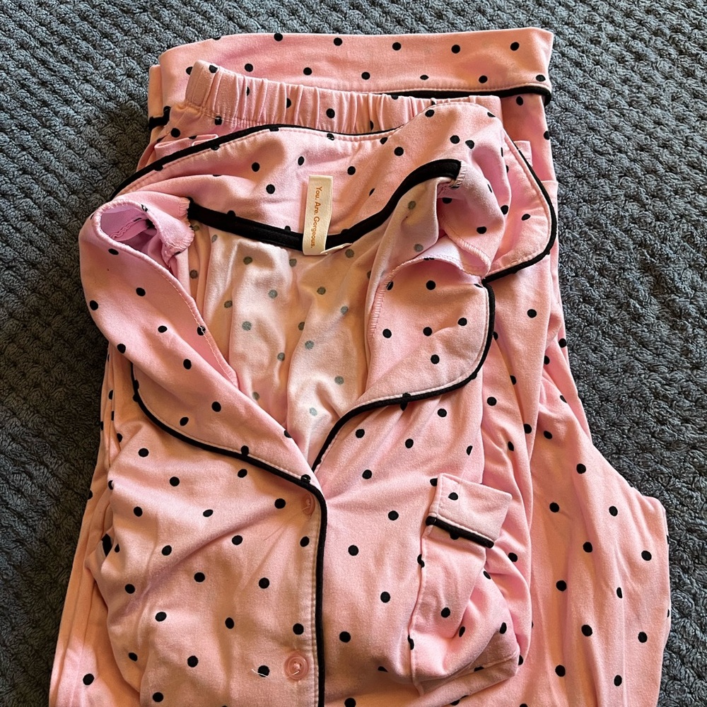 Pink Polka Dot Pajama Set